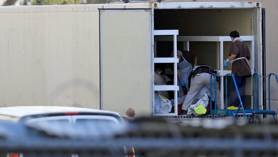 Photos show El Paso using refrigerated trucks in parking lots to store a backlog of bodies from a new COVID-19 surge