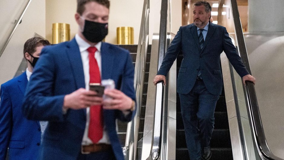 Sen. Ted Cruz no longer wears a mask at the Capitol, falsely claiming ‘everybody’ in the Senate has been vaccinated against COVID-19